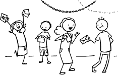 クリスマスカードを見せ、「We Wish You A Merry Christmas」を歌う